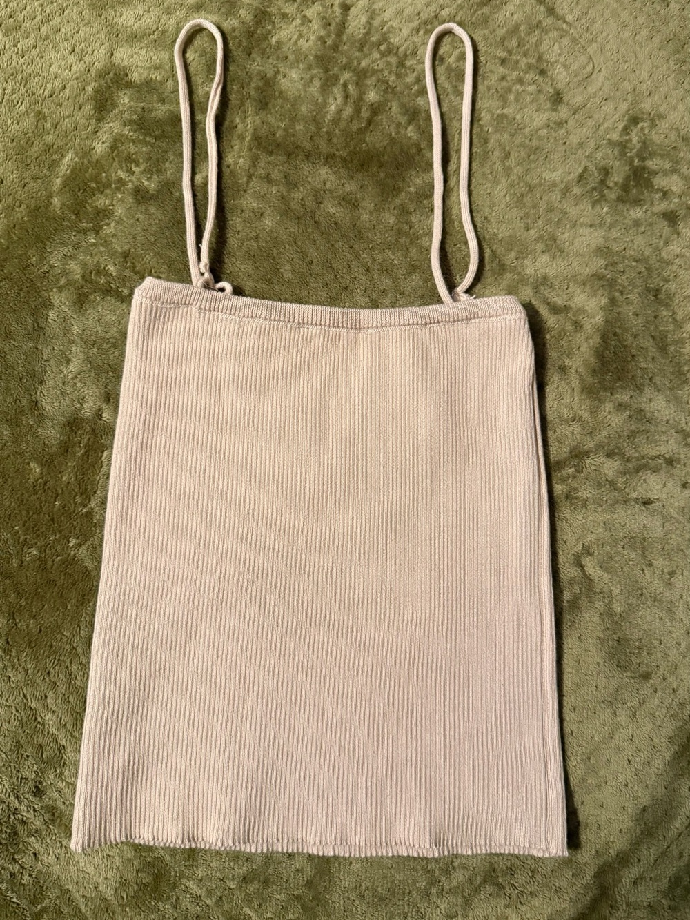 Vestique Beige Ribbed Spaghetti Strap Camisole